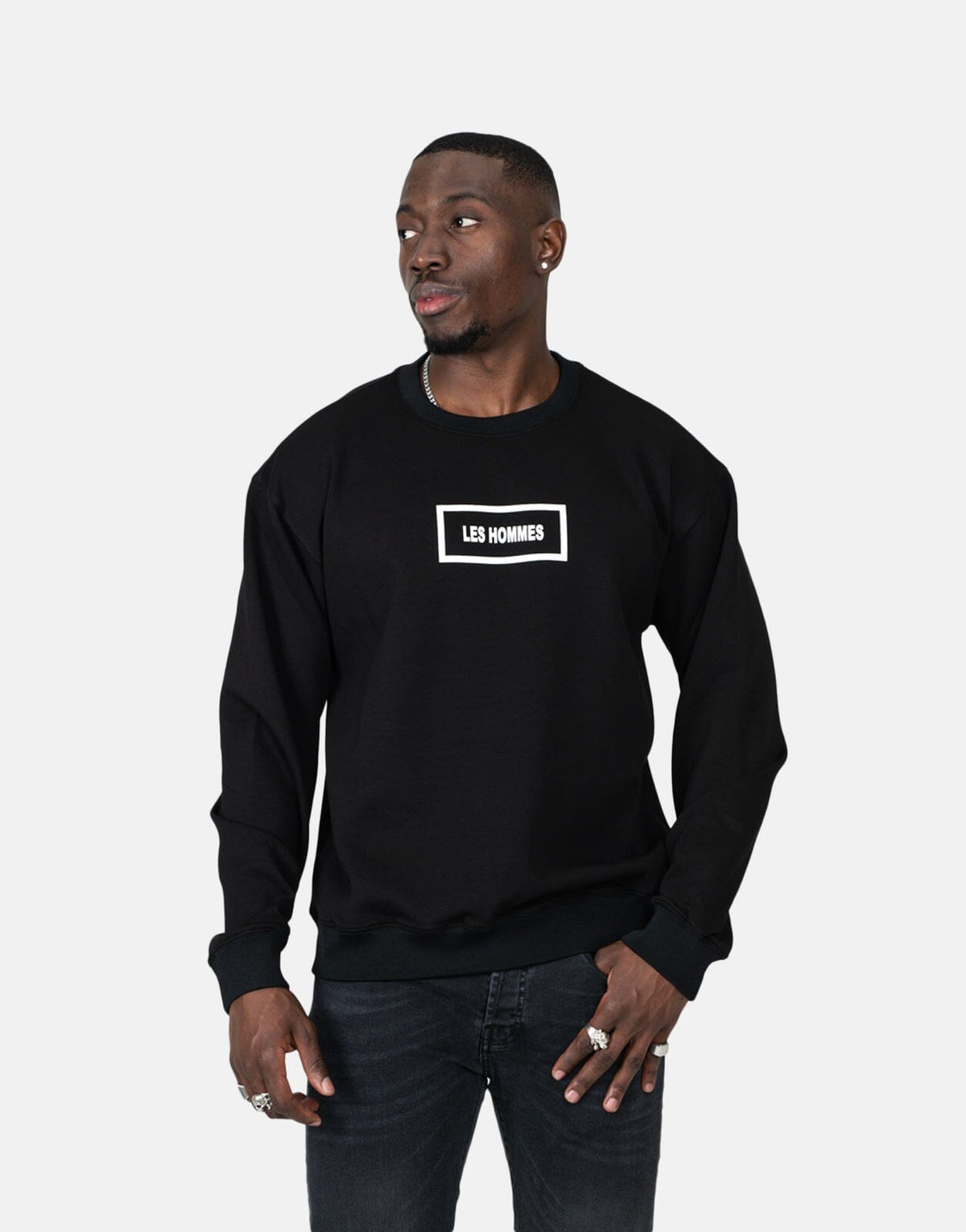 Les Hommes Box Print Black Sweatshirt