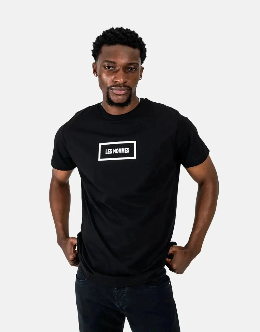 Les Hommes Box Print Black T-Shirt