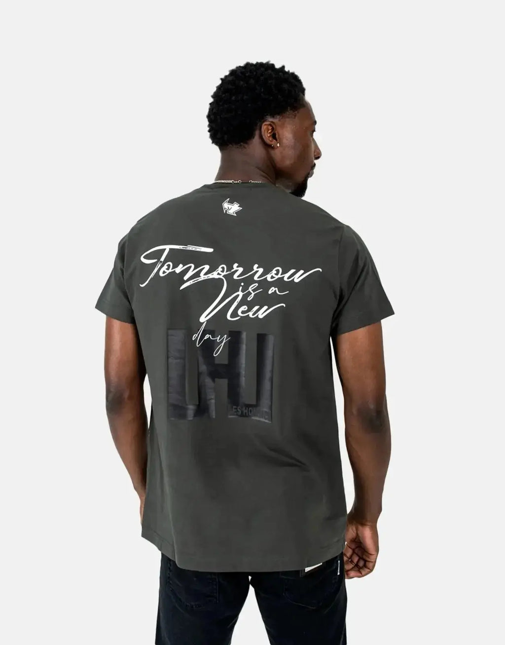 Les Hommes Box Print Mil Green T-Shirt - view 2