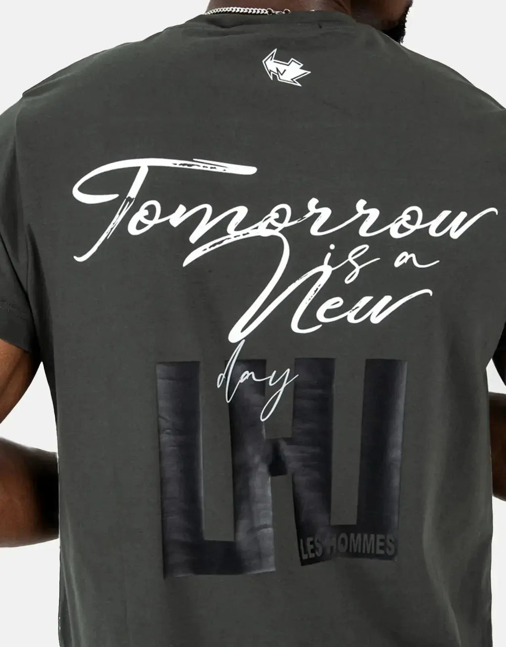 Les Hommes Box Print Mil Green T-Shirt - view 4