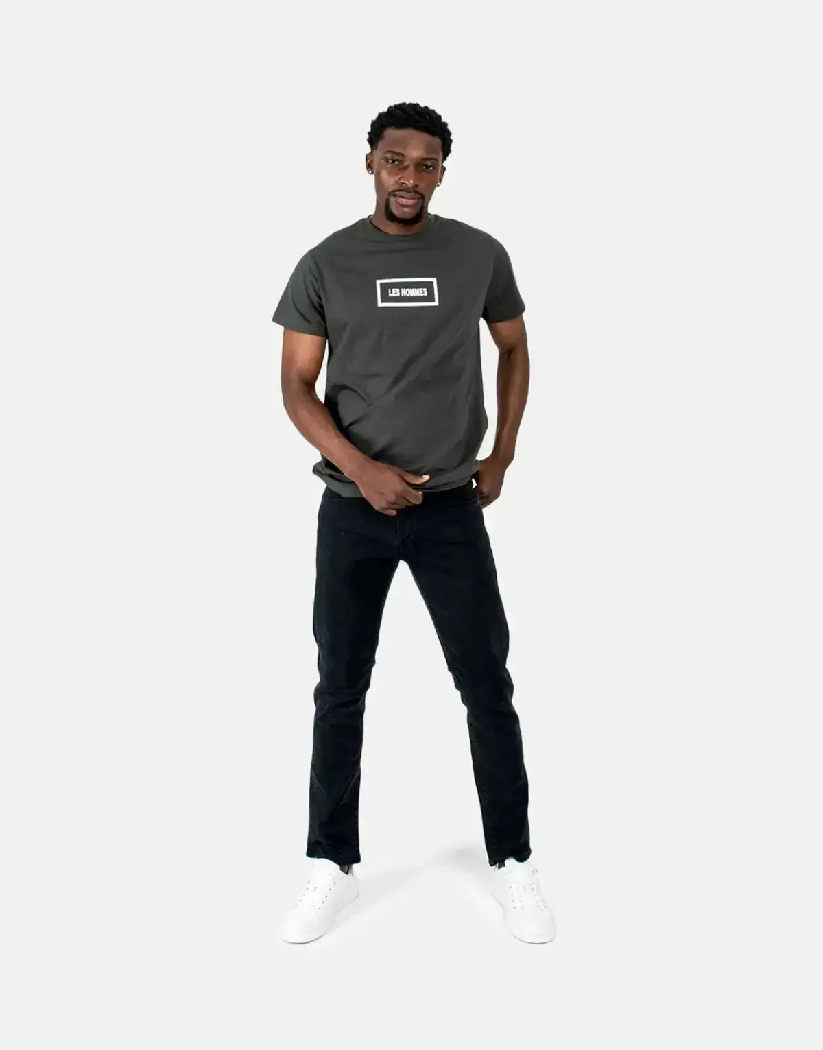 Les Hommes Box Print Mil Green T-Shirt - view 5