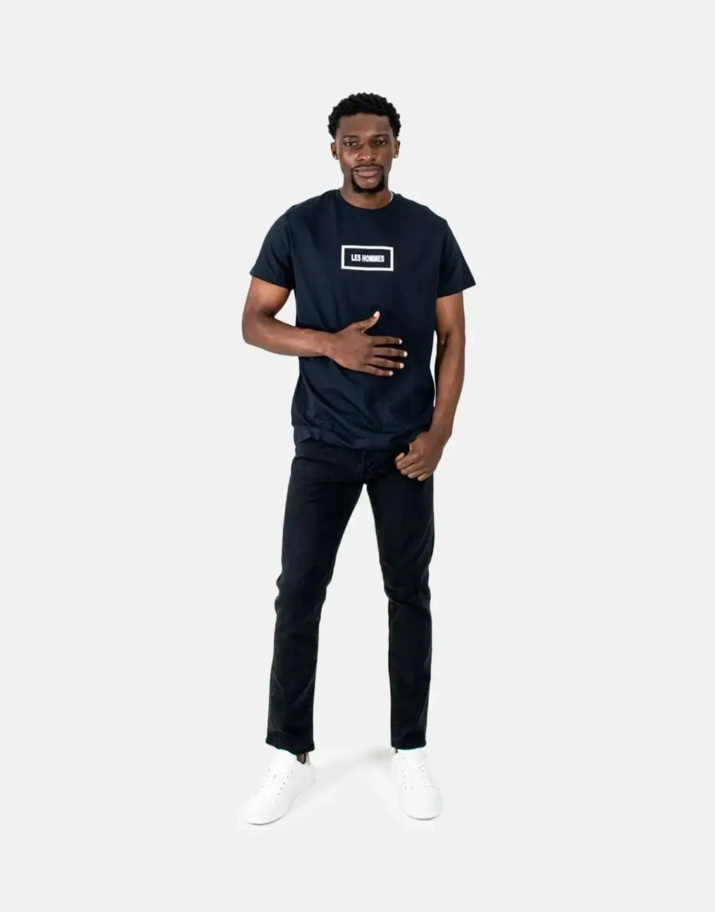Les Hommes Box Print Navy T-Shirt - view 5