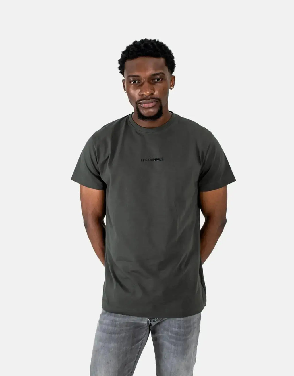 Les Hommes Centre Print Mil Green T-Shirt