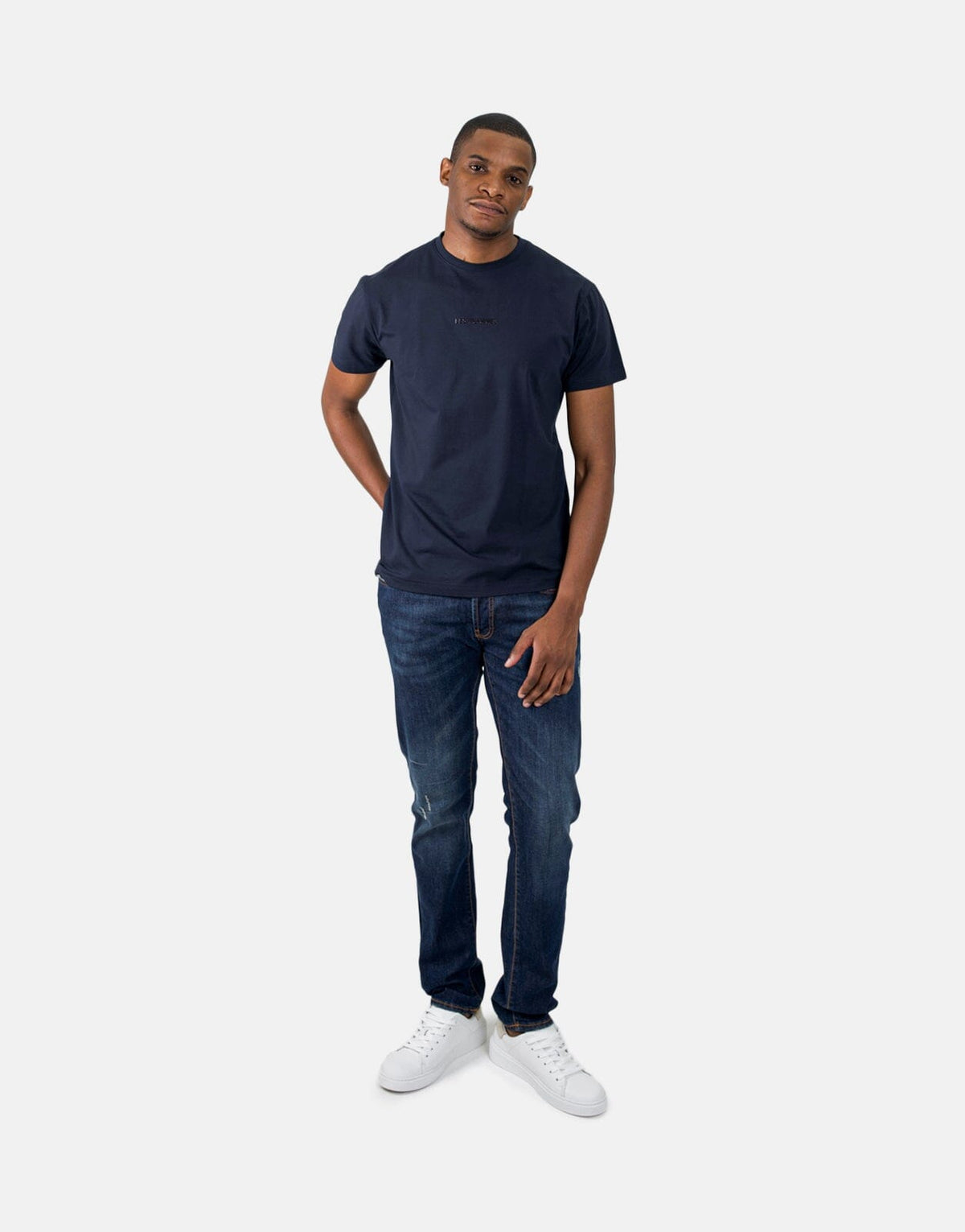 Les Hommes Centre Print Navy T-Shirt - view 3