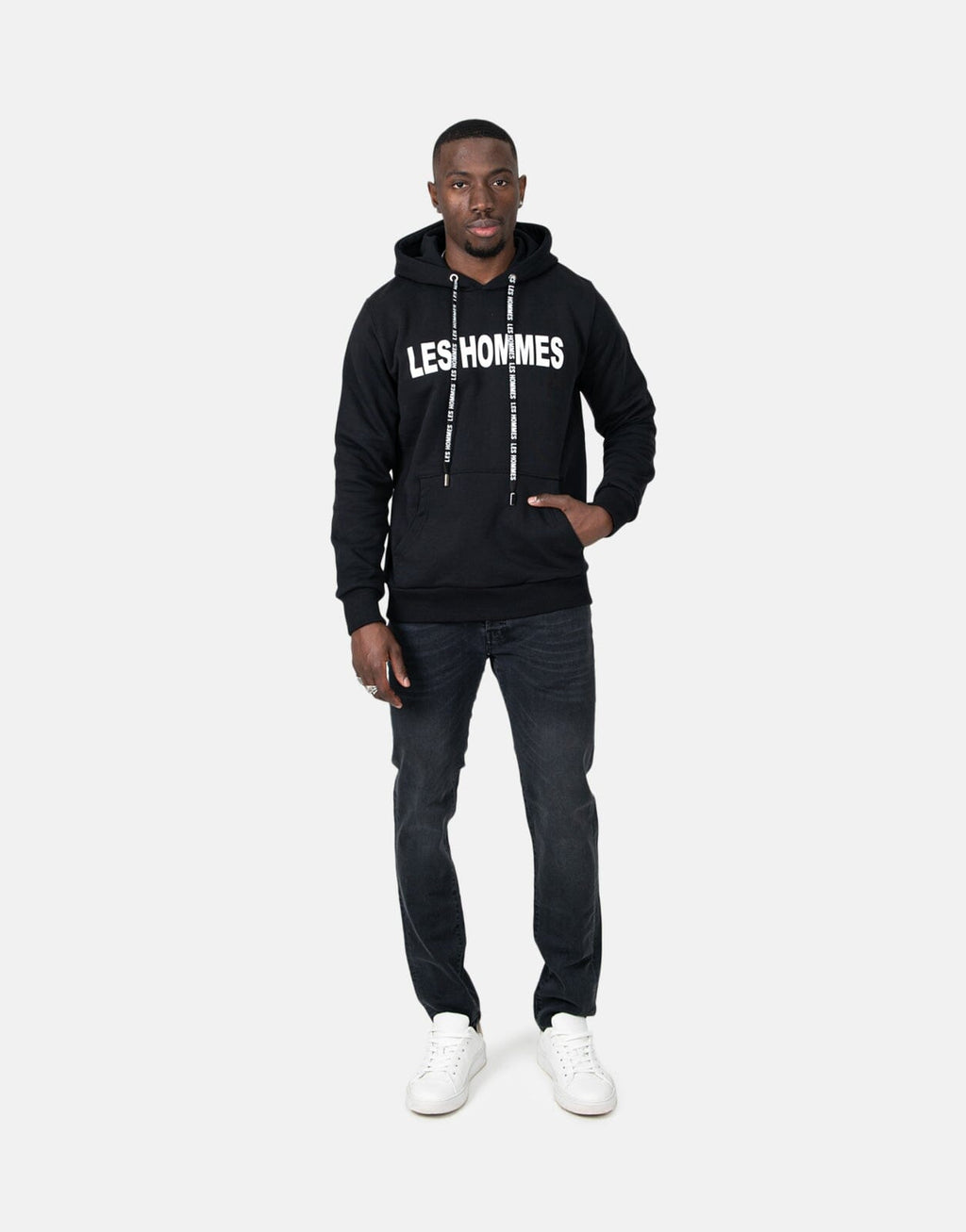 Les Hommes Chest Font Black Hoodie - view 4