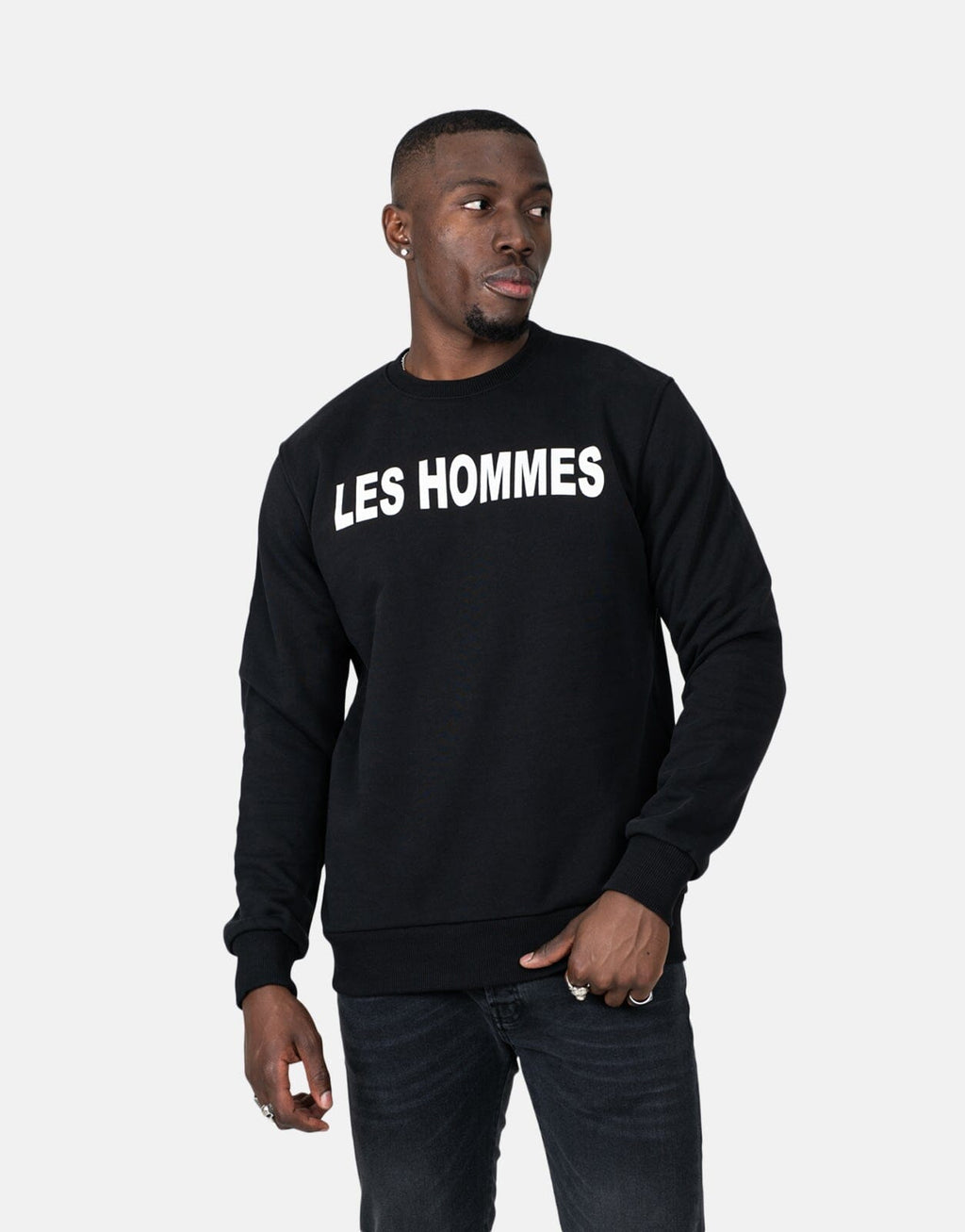 Les Hommes Chest Font Black Sweatshirt