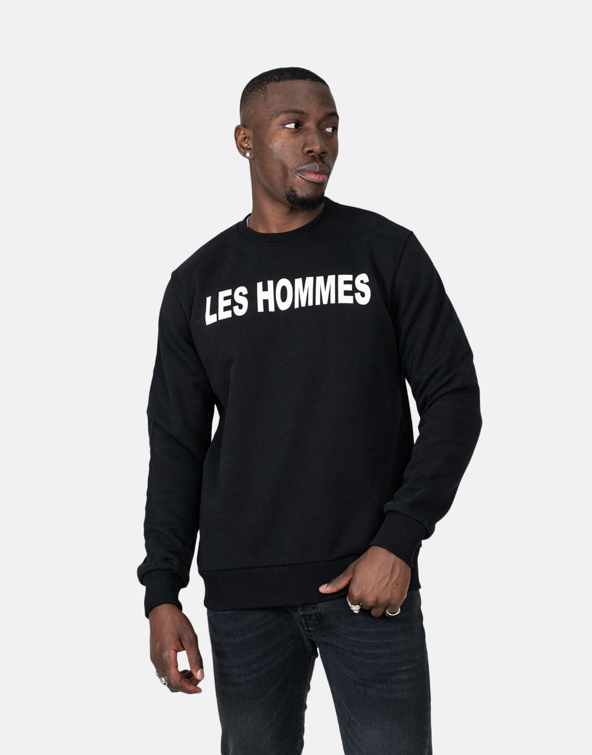 Les Hommes Chest Font Black Sweatshirt