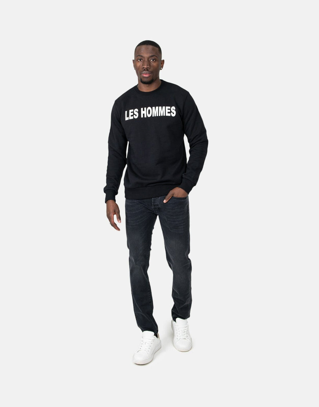 Les Hommes Chest Font Black Sweatshirt - view 4