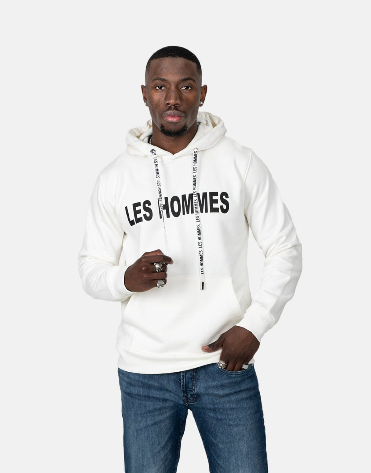 Les Hommes Chest Font White Sweatshirt