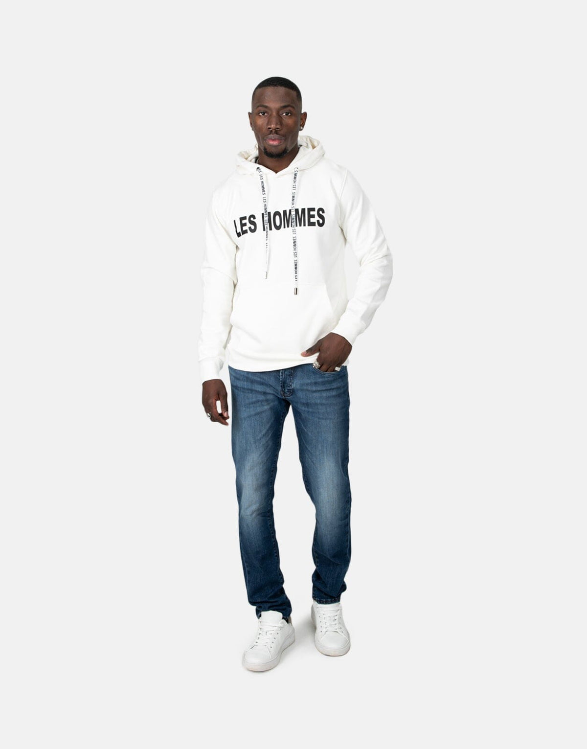 Les Hommes Chest Font White Sweatshirt - view 4