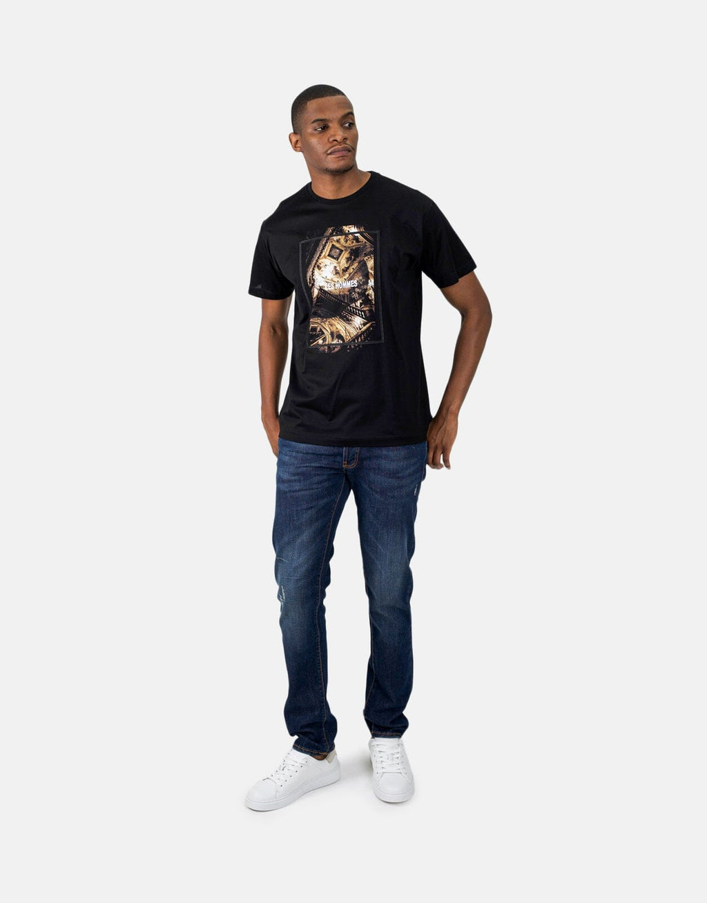 Les Hommes Digital Print Black T-Shirt - view 2