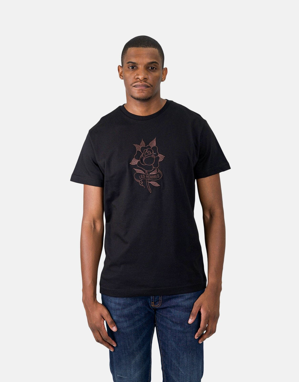 Les Hommes Embroidery Black T-Shirt