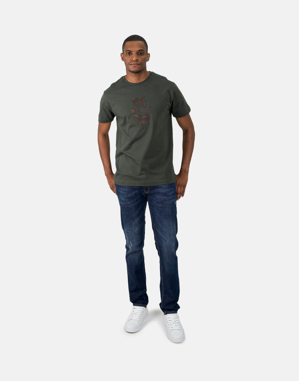Les Hommes Embroidery Mil Green T-Shirt - view 2