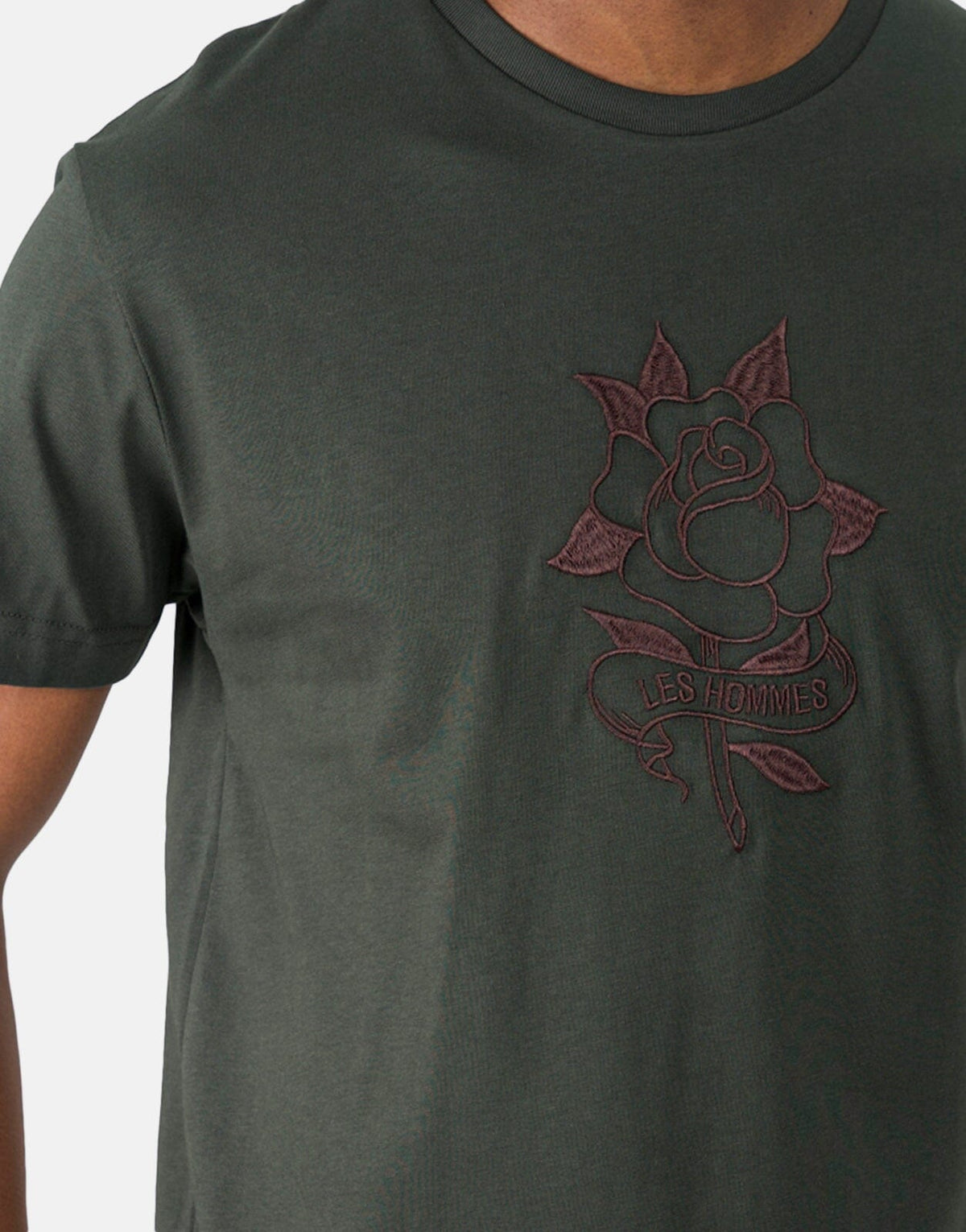 Les Hommes Embroidery Mil Green T-Shirt - view 4