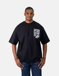 Les Hommes Flock Logo Black T-Shirt