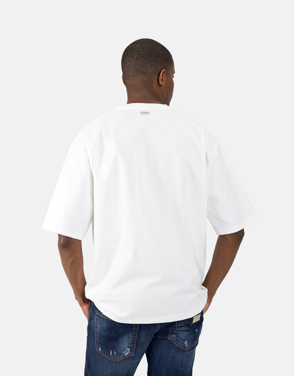 Les Hommes Flock Logo White T-Shirt - view 3