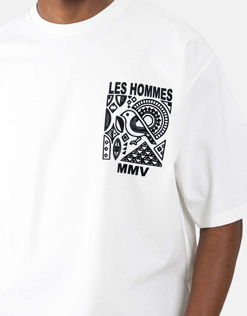 Les Hommes Flock Logo White T-Shirt - view 4