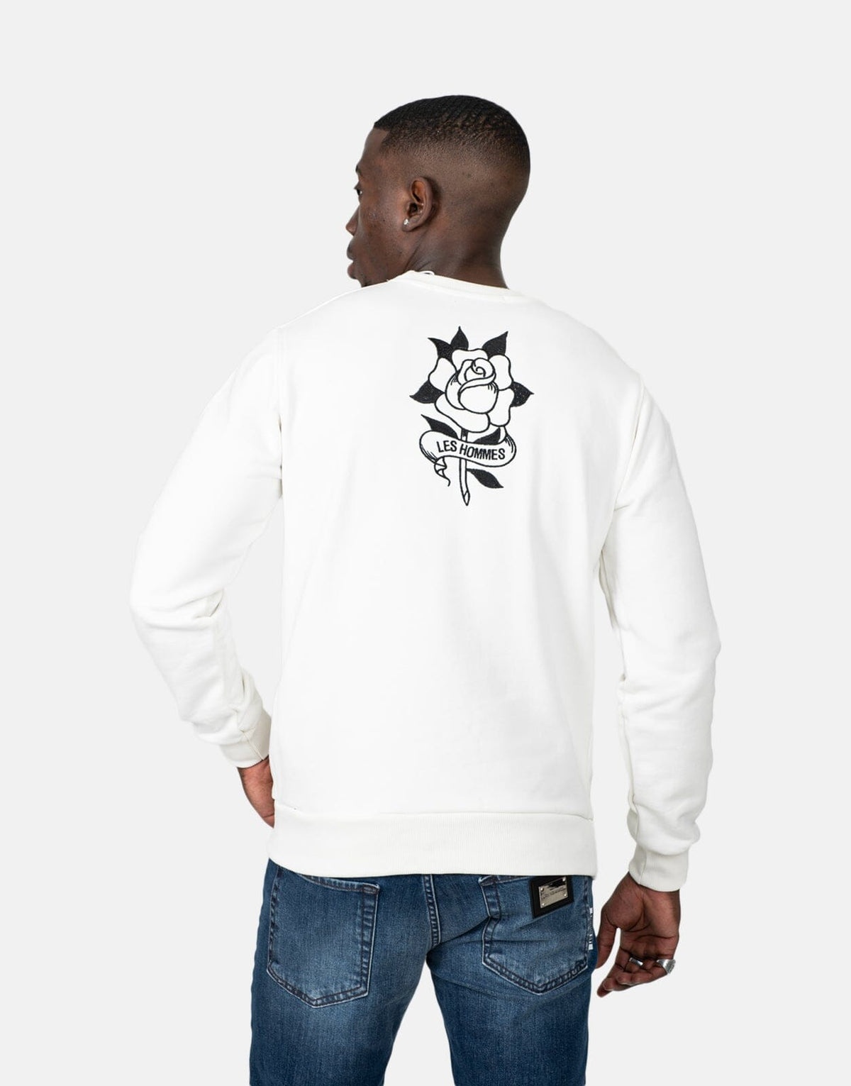 Les Hommes Flower White Sweatshirt