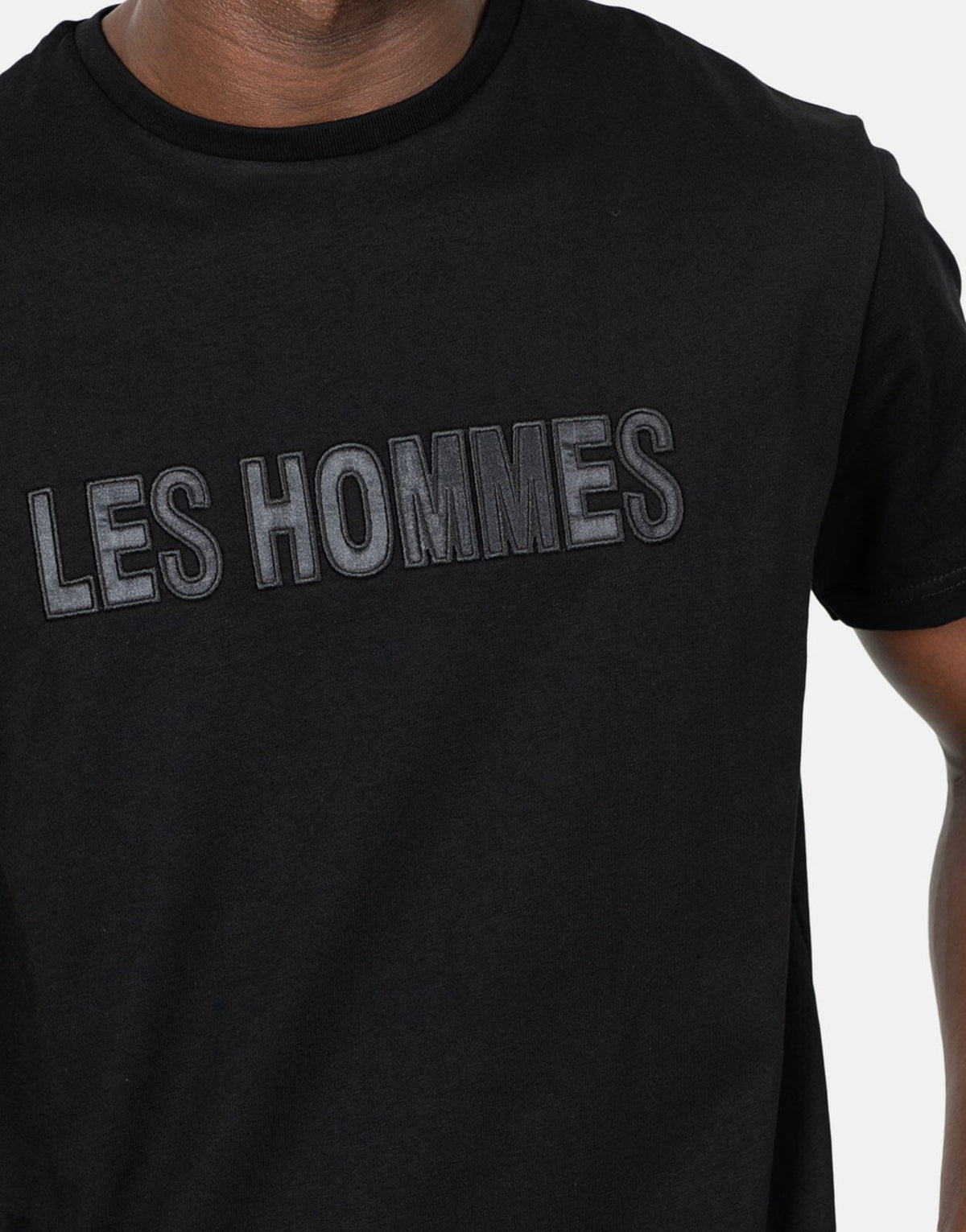 Les Hommes Glitter Chest Logo Black T-Shirt - view 3