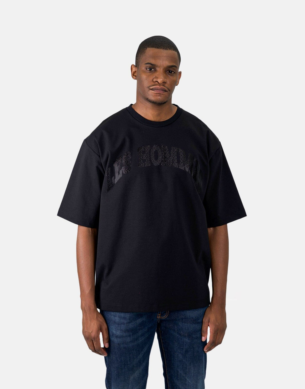 Les Hommes Glitter Logo Black T-Shirt