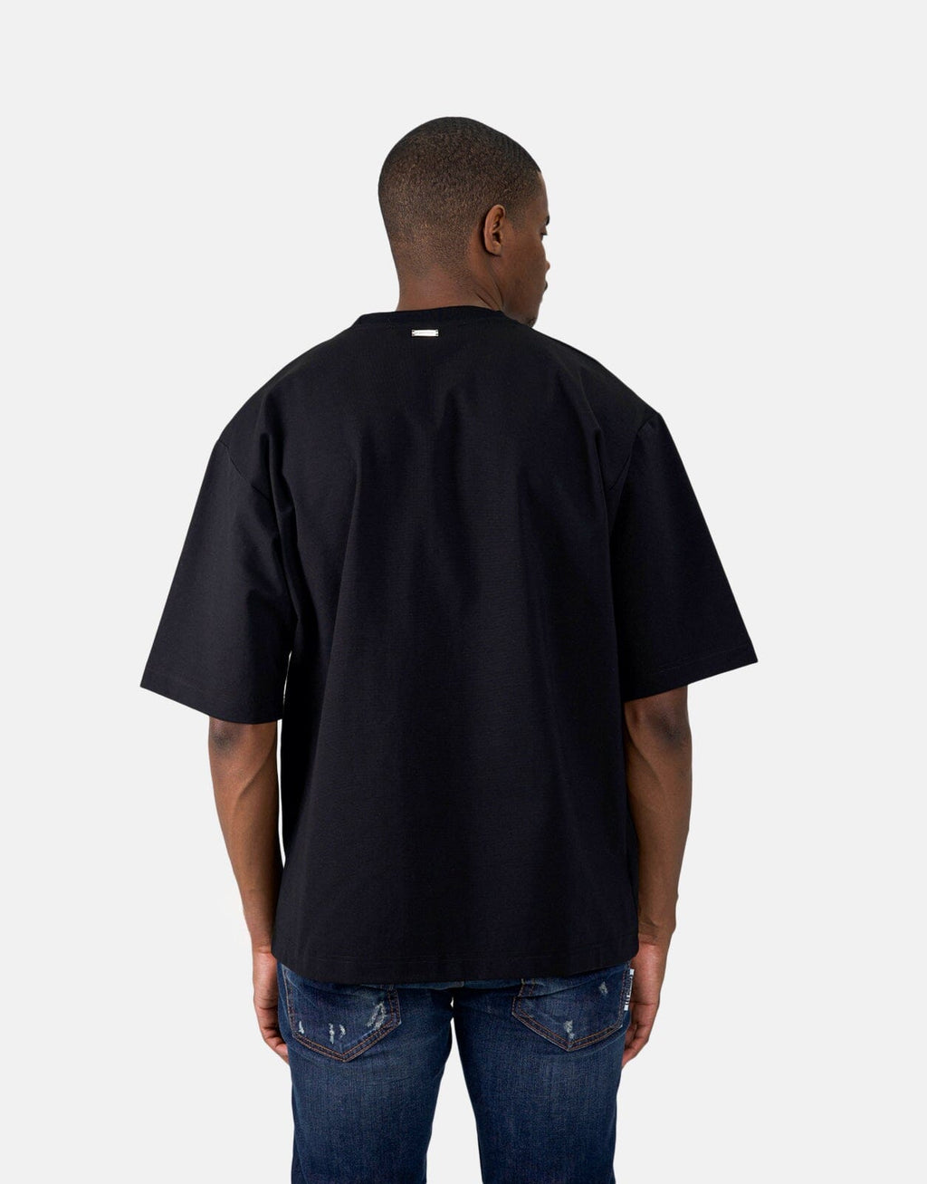 Les Hommes Glitter Logo Black T-Shirt - view 3