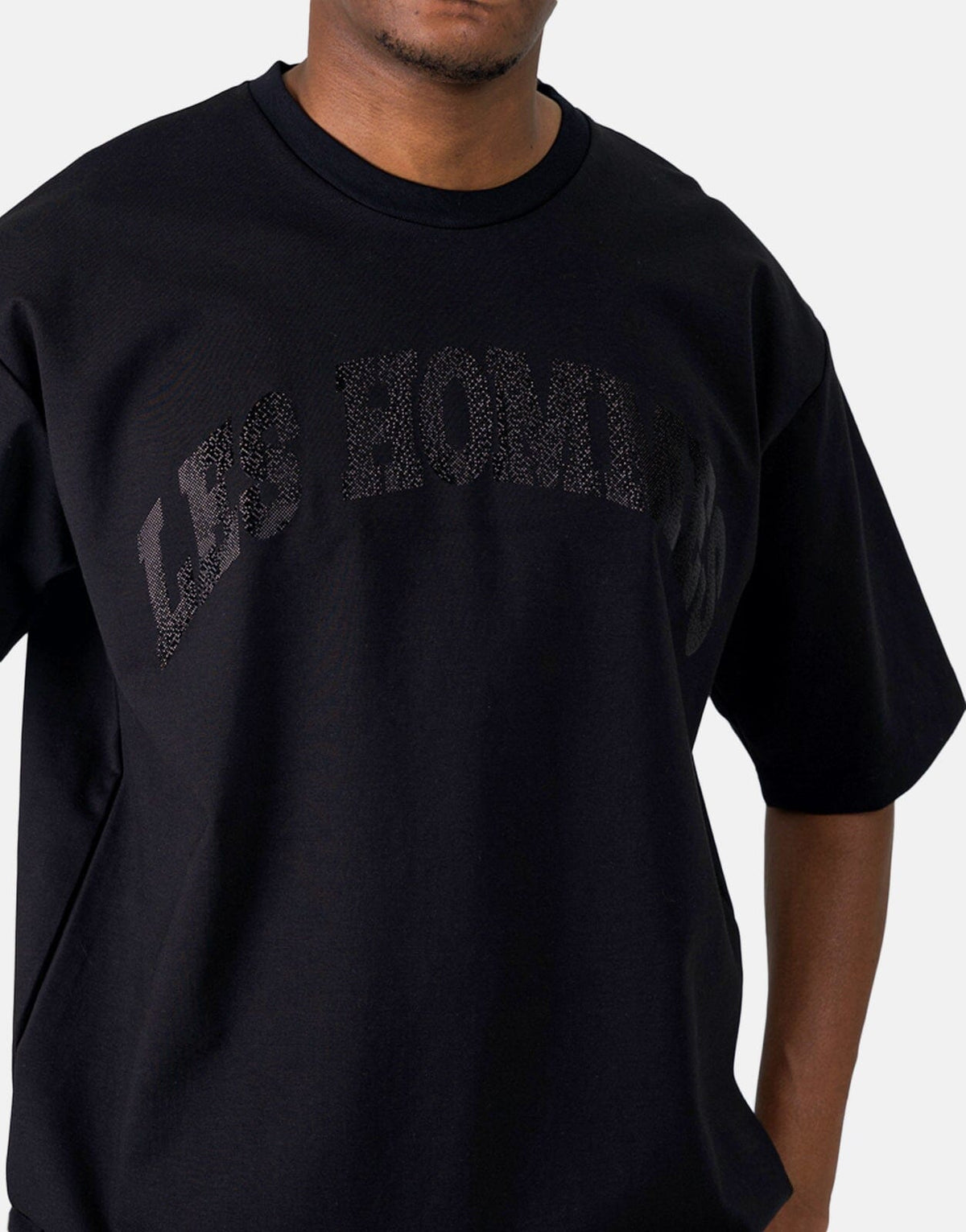 Les Hommes Glitter Logo Black T-Shirt - view 4