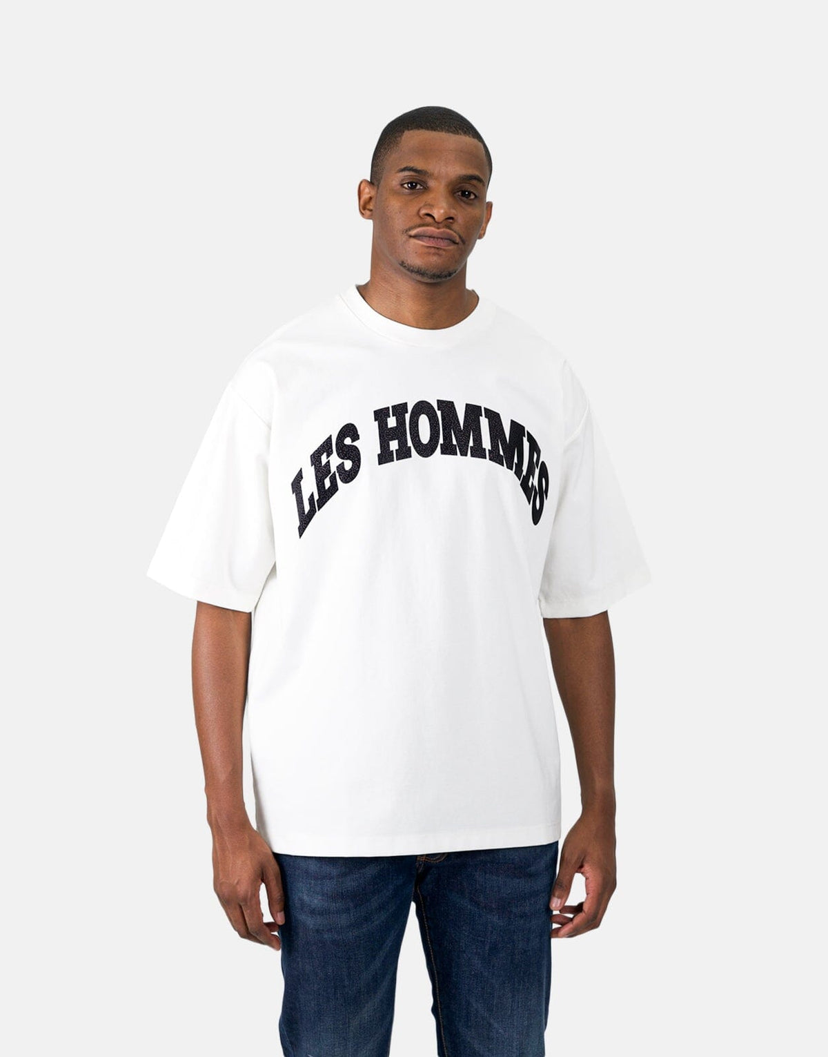 Les Hommes Glitter Logo White T-Shirt