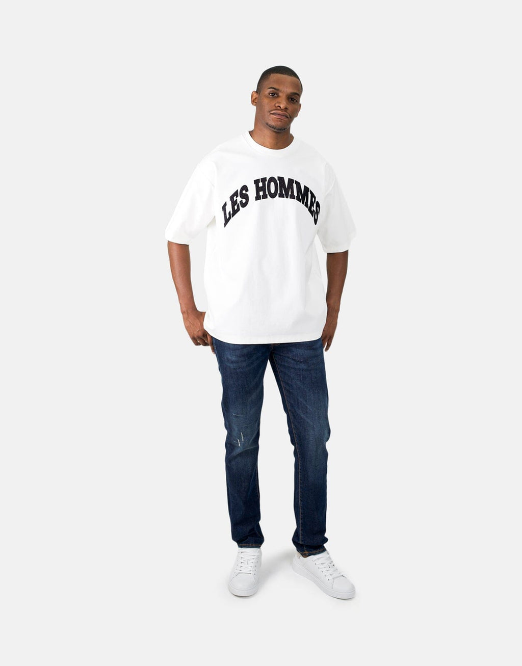 Les Hommes Glitter Logo White T-Shirt - view 2
