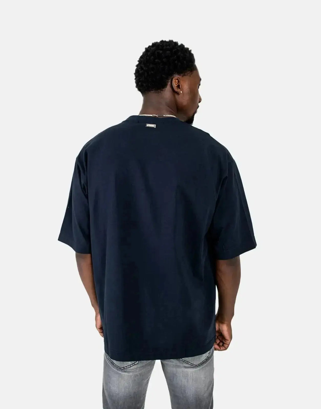 Les Hommes Glitter Print Navy T-Shirt - view 2