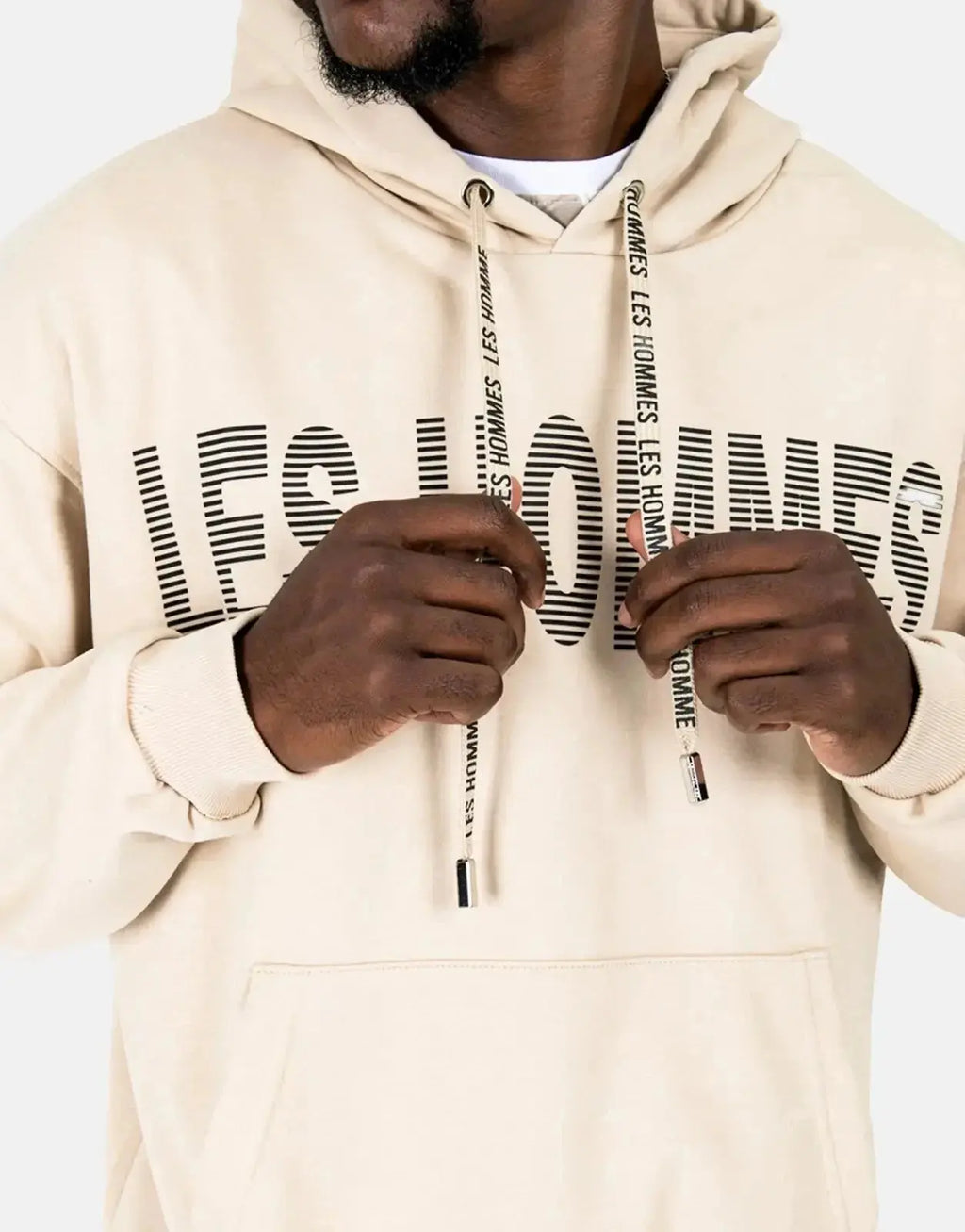 Les Hommes Graphic Hooded Stone Sweatshirt - view 3