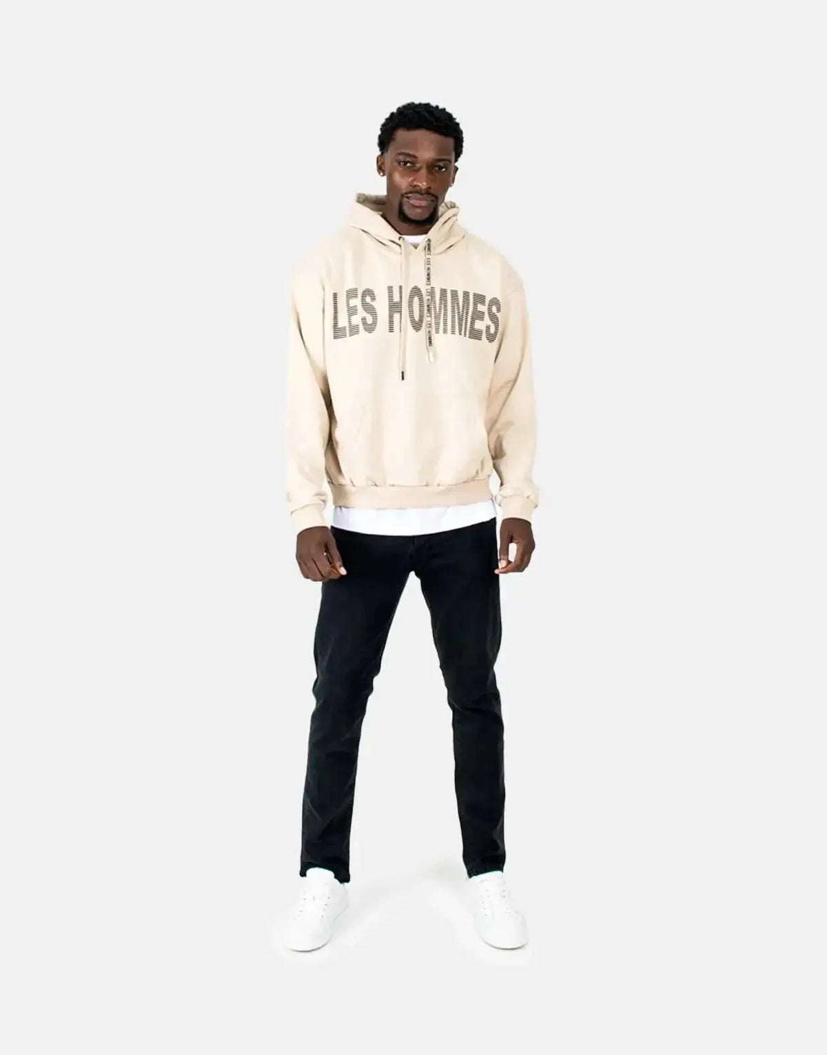 Les Hommes Graphic Hooded Stone Sweatshirt - view 4