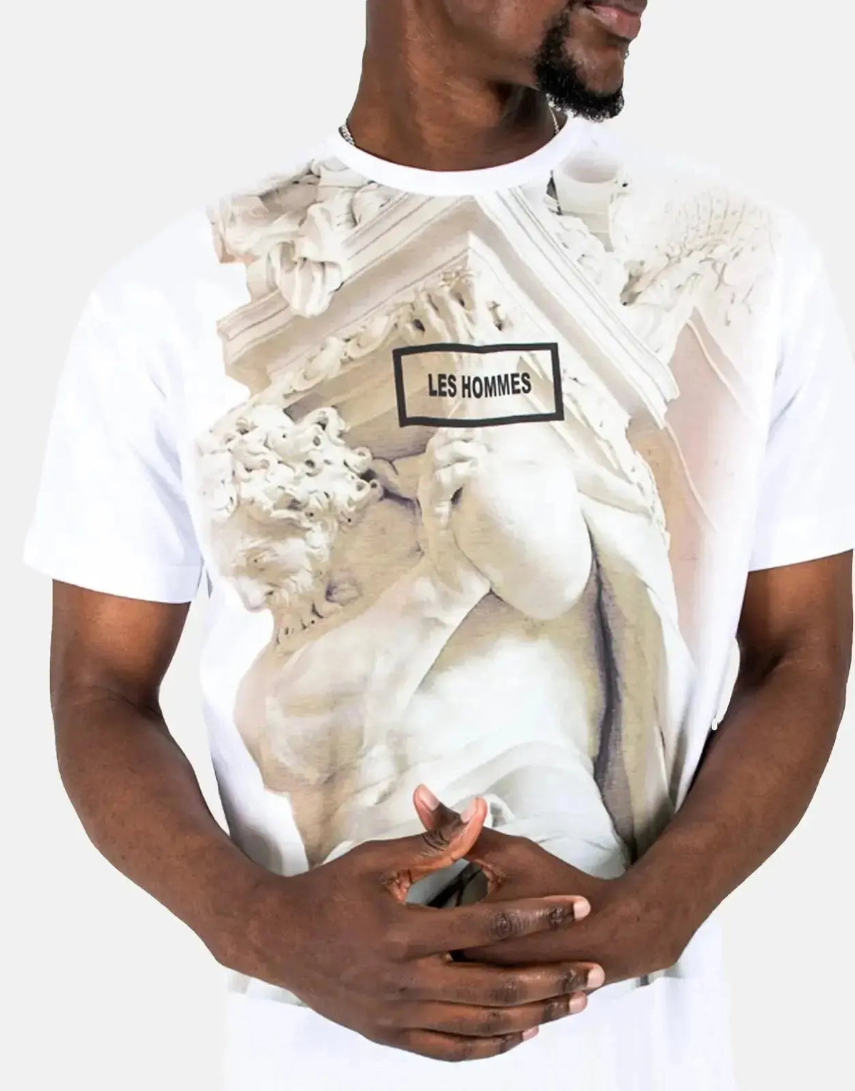 Les Hommes Graphic Print White T-Shirt - view 3