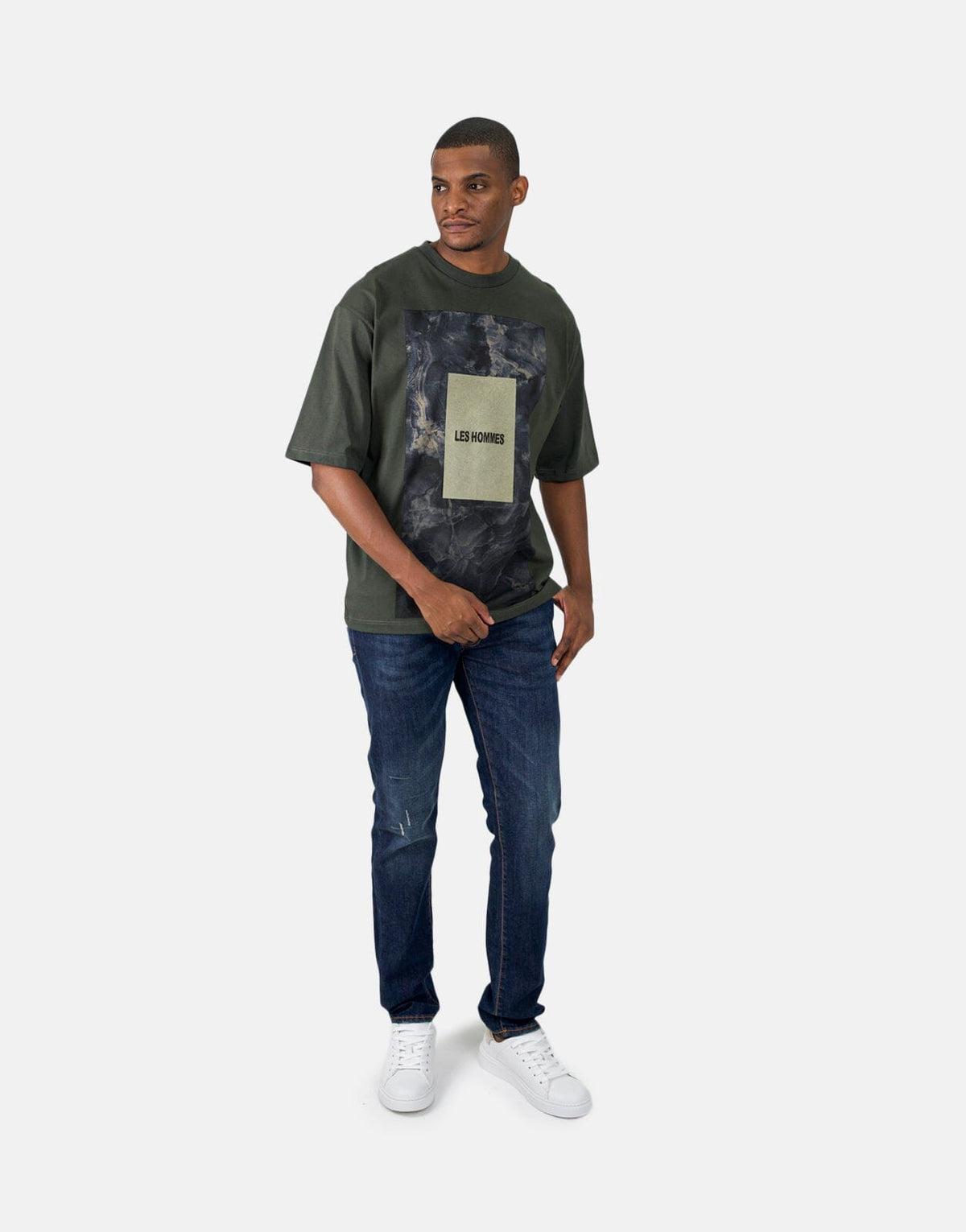 Les Hommes Green Square Mil Green T-Shirt - view 2
