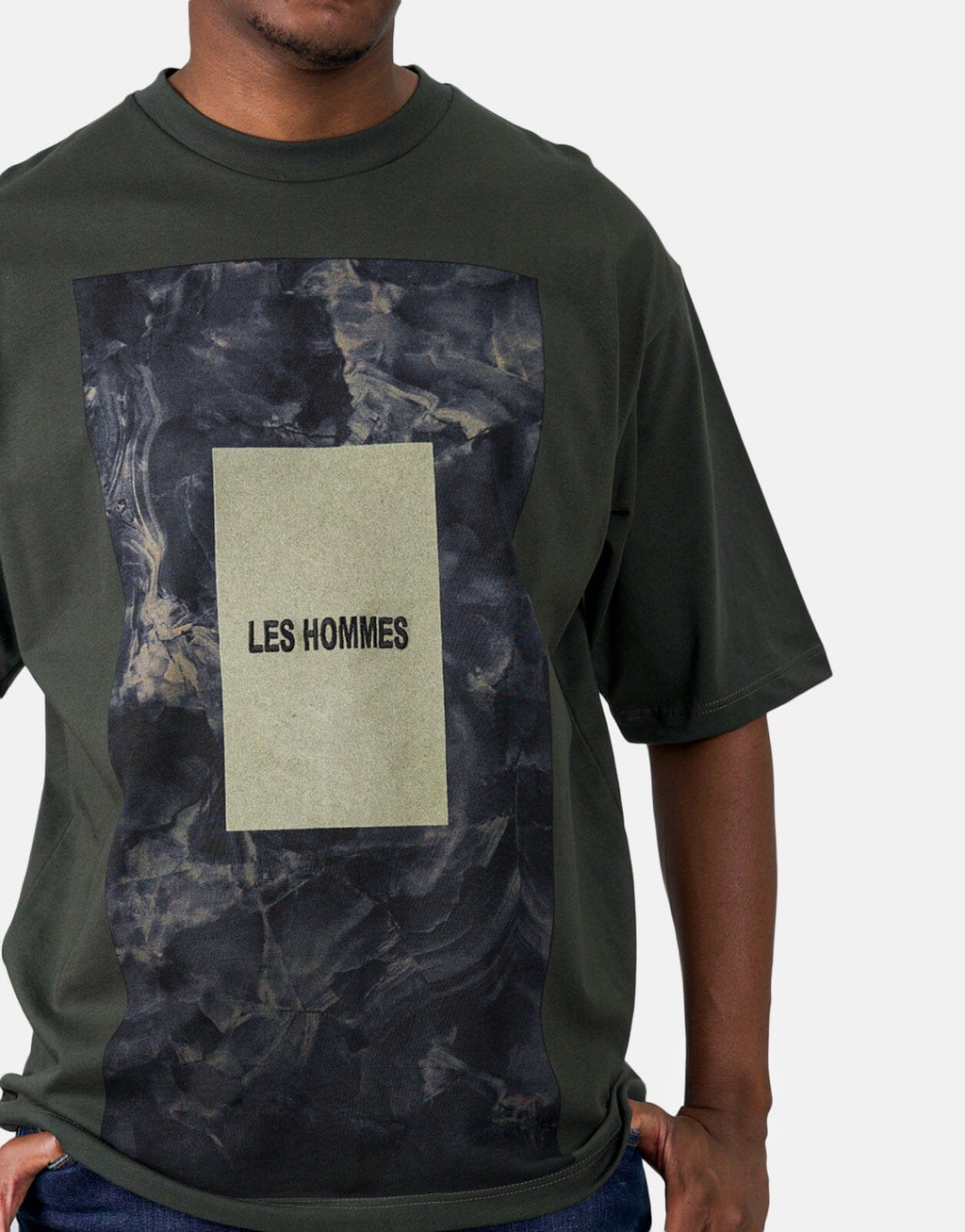 Les Hommes Green Square Mil Green T-Shirt - view 4