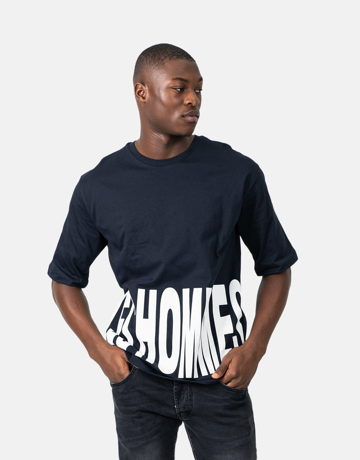 Les Hommes Marco Logo Blue T-Shirt
