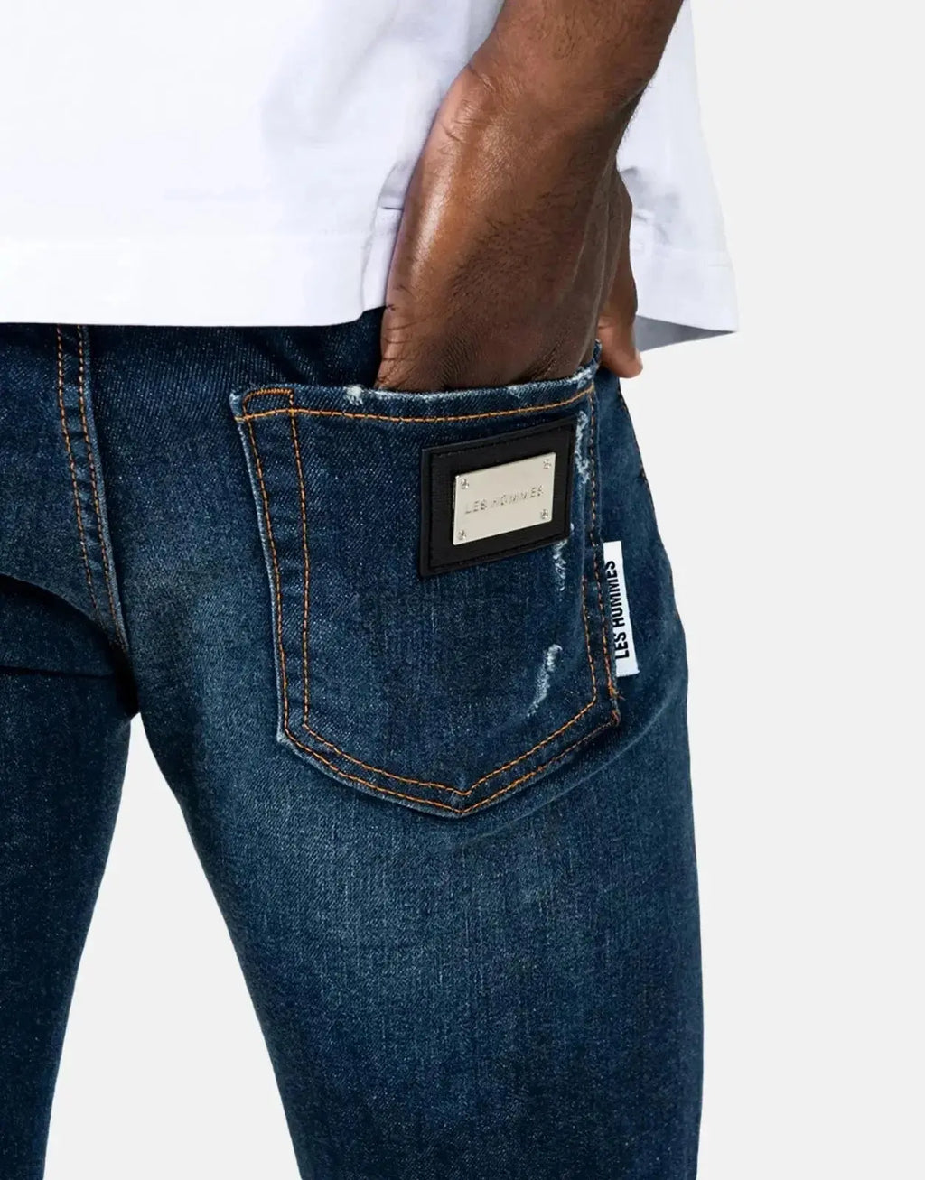 Les Hommes Mid Blue Wash Slim Jeans - view 2