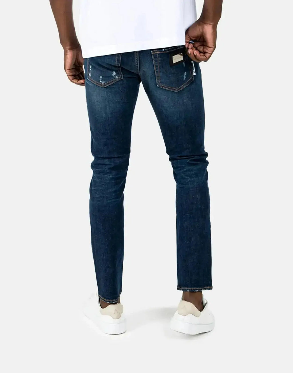 Les Hommes Mid Blue Wash Slim Jeans - view 4