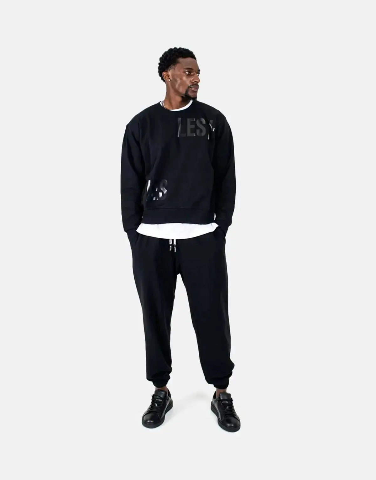 Les Hommes Multi Font Black Sweatshirt - view 5