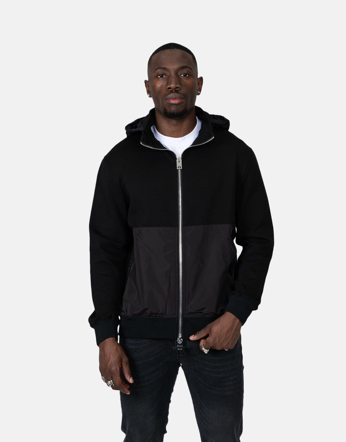 Les Hommes Nylon Black Sweatshirt