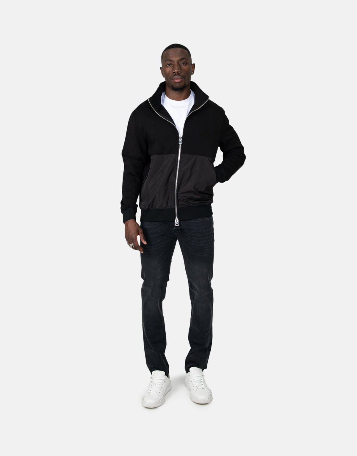 Les Hommes Nylon Black Sweatshirt - view 4