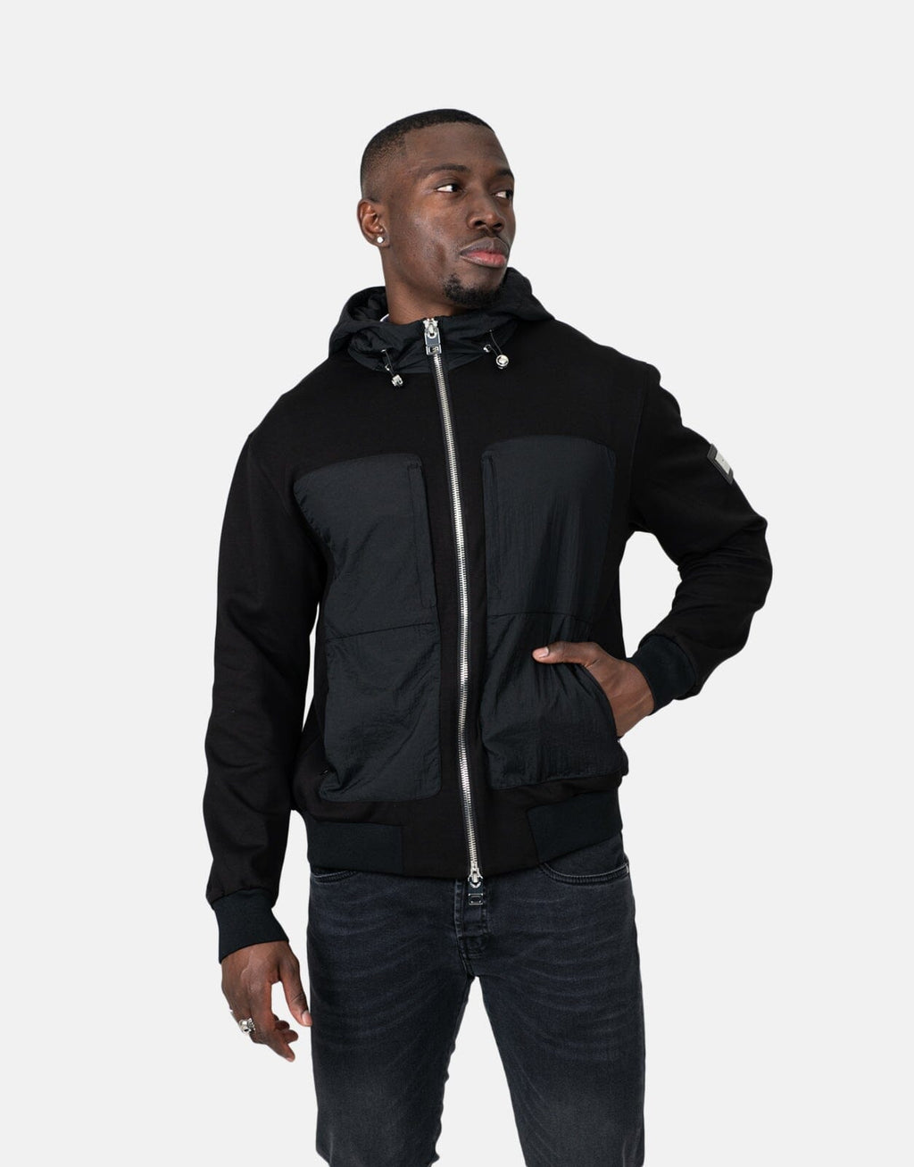 Les Hommes Nylon Crickle Black Jacket