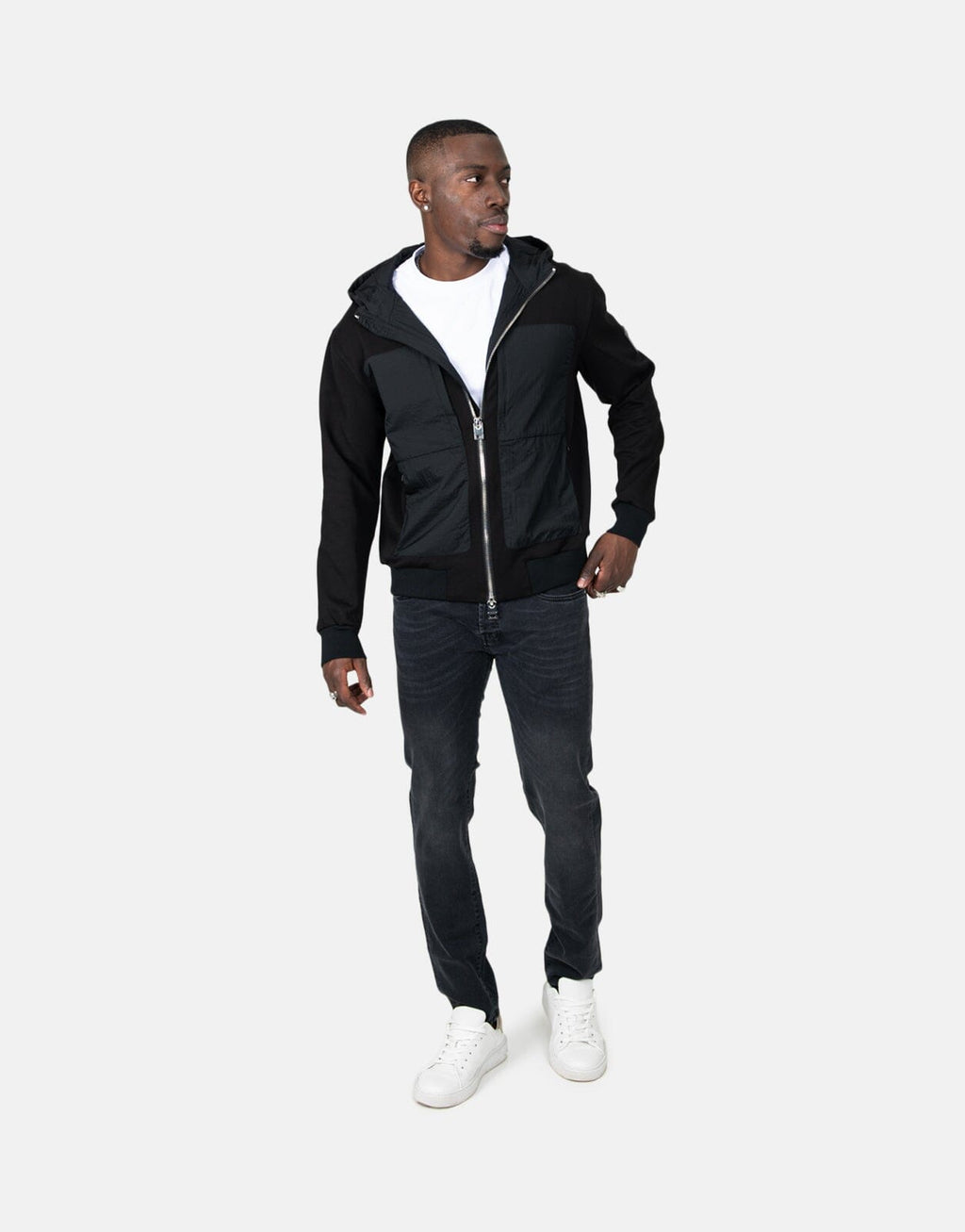 Les Hommes Nylon Crickle Black Jacket - view 4