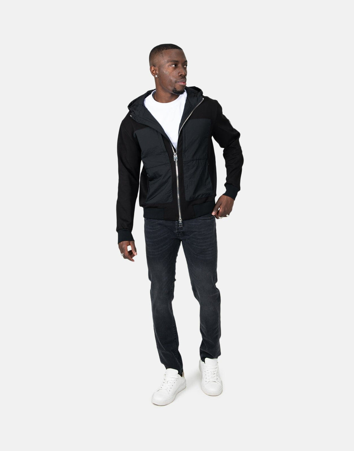 Les Hommes Nylon Crickle Black Jacket - view 4