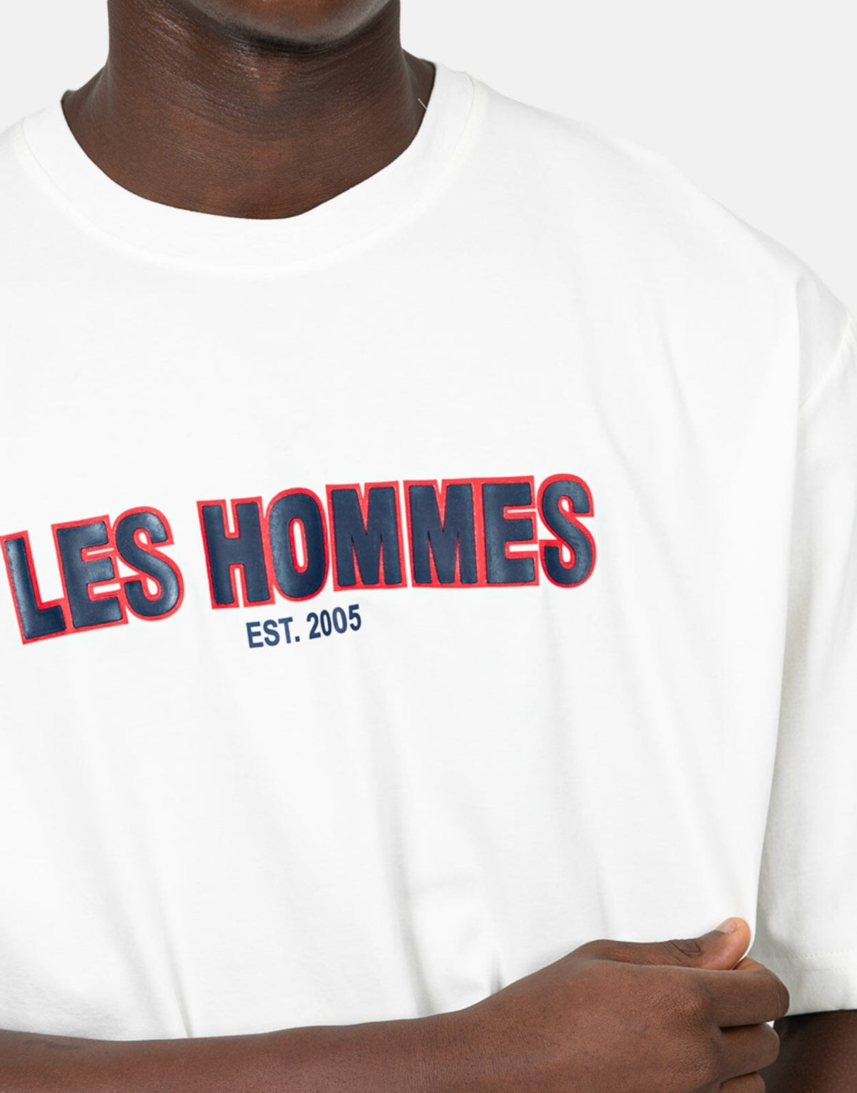 Les Hommes Over Rubber Print White T-Shirt - view 3