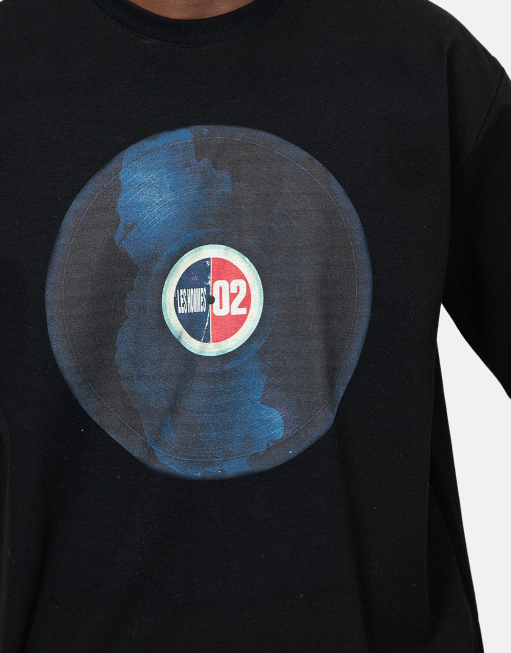 Les Hommes Over Vinyl  Black T-Shirt - view 3