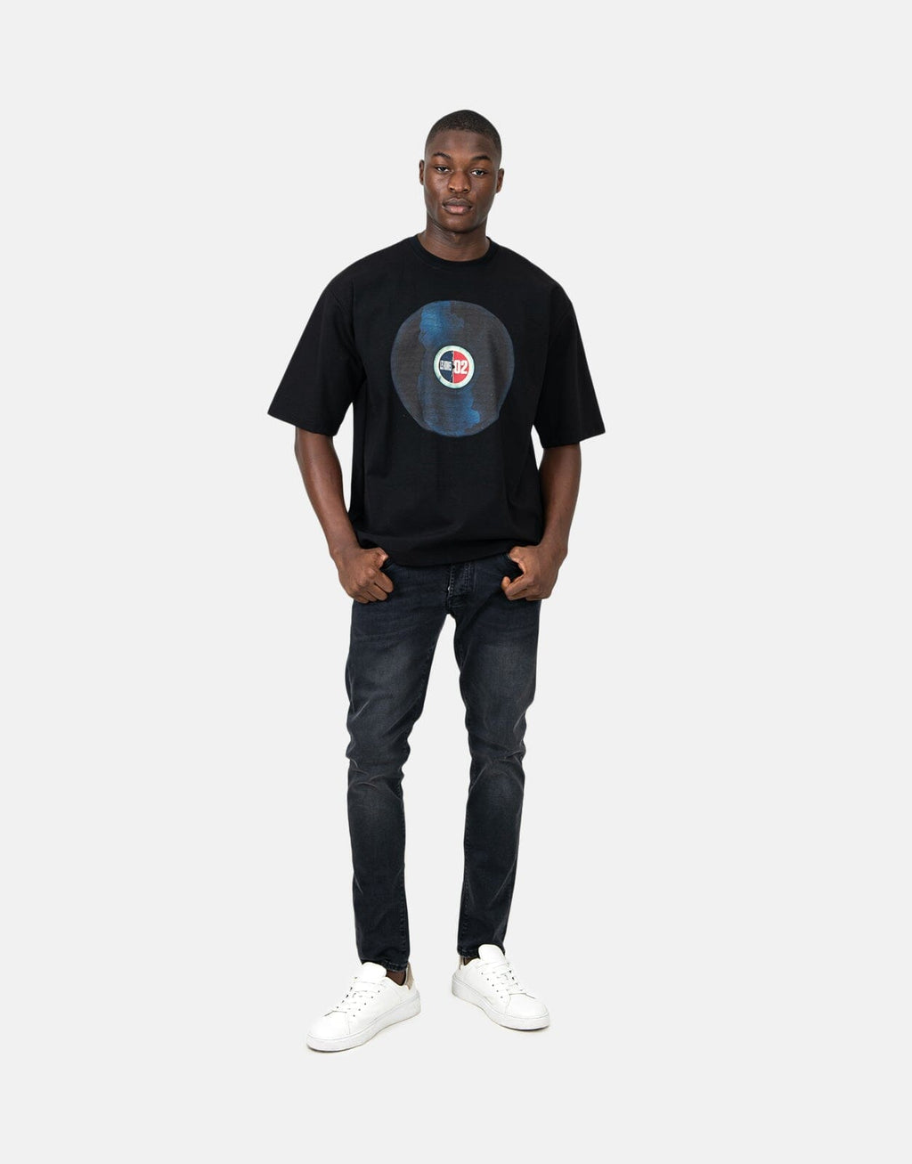 Les Hommes Over Vinyl  Black T-Shirt - view 4