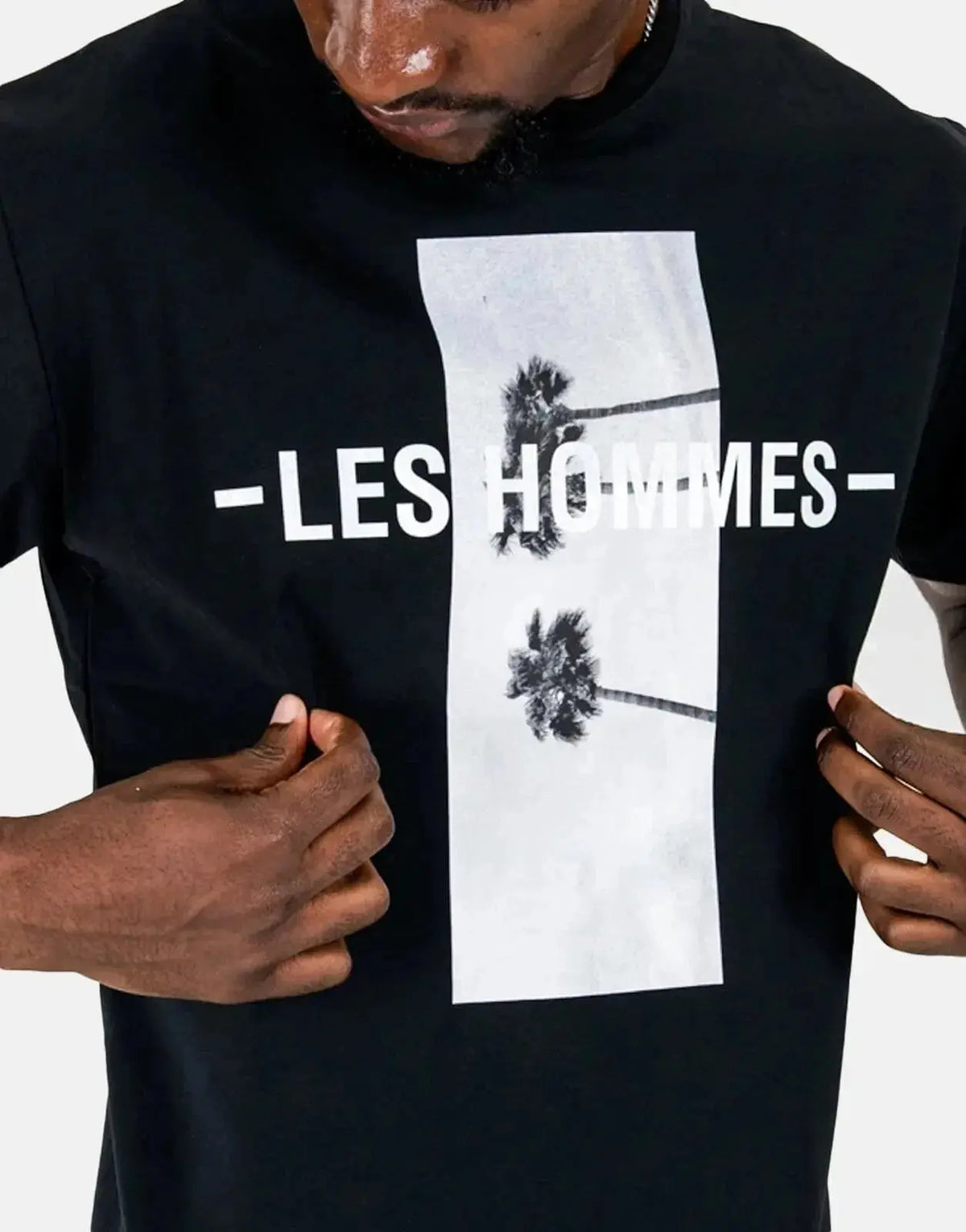 Les Hommes Palm Tree Black T-Shirt - view 3