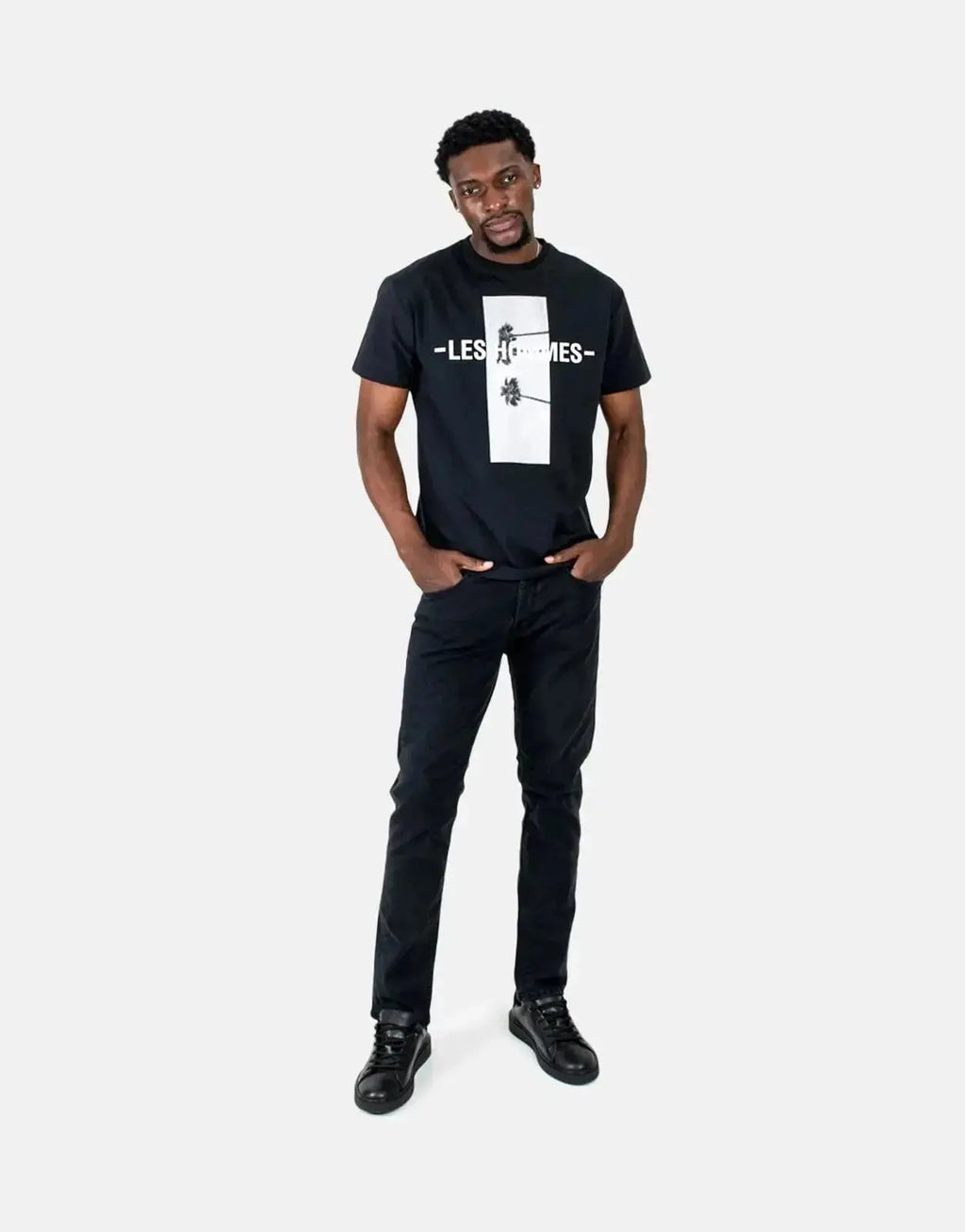 Les Hommes Palm Tree Black T-Shirt - view 5