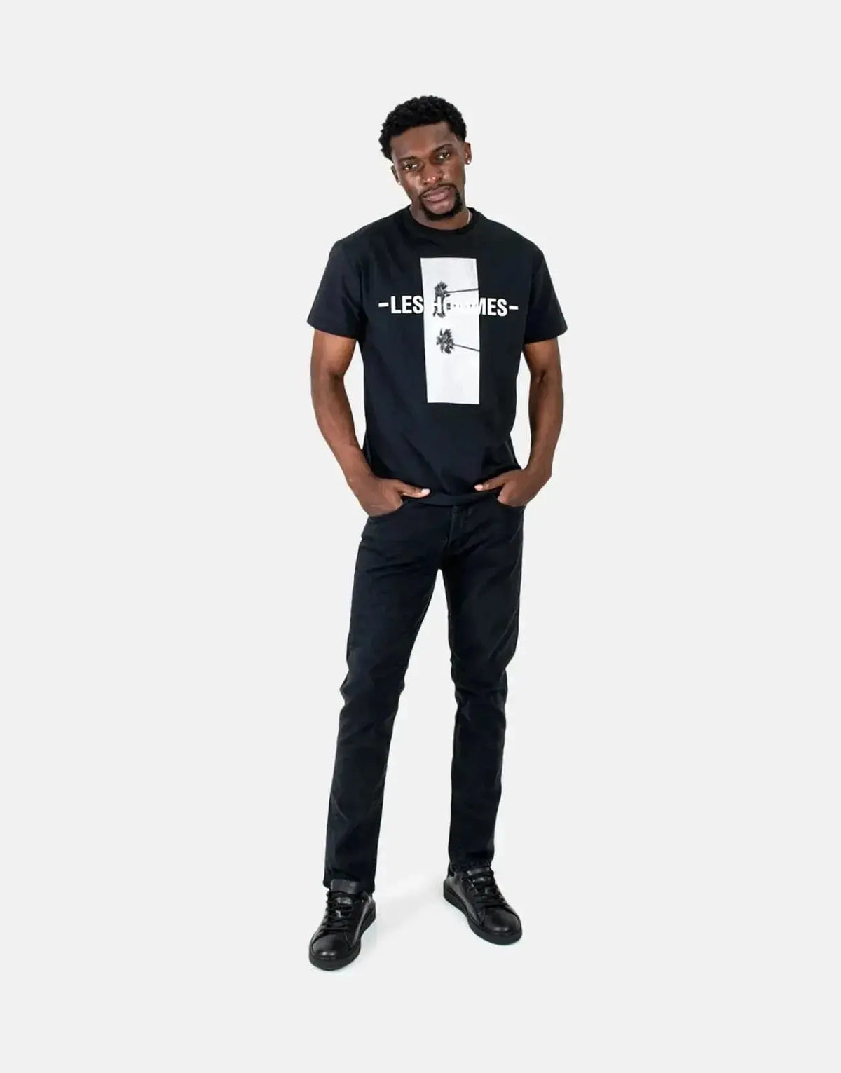 Les Hommes Palm Tree Black T-Shirt - view 5