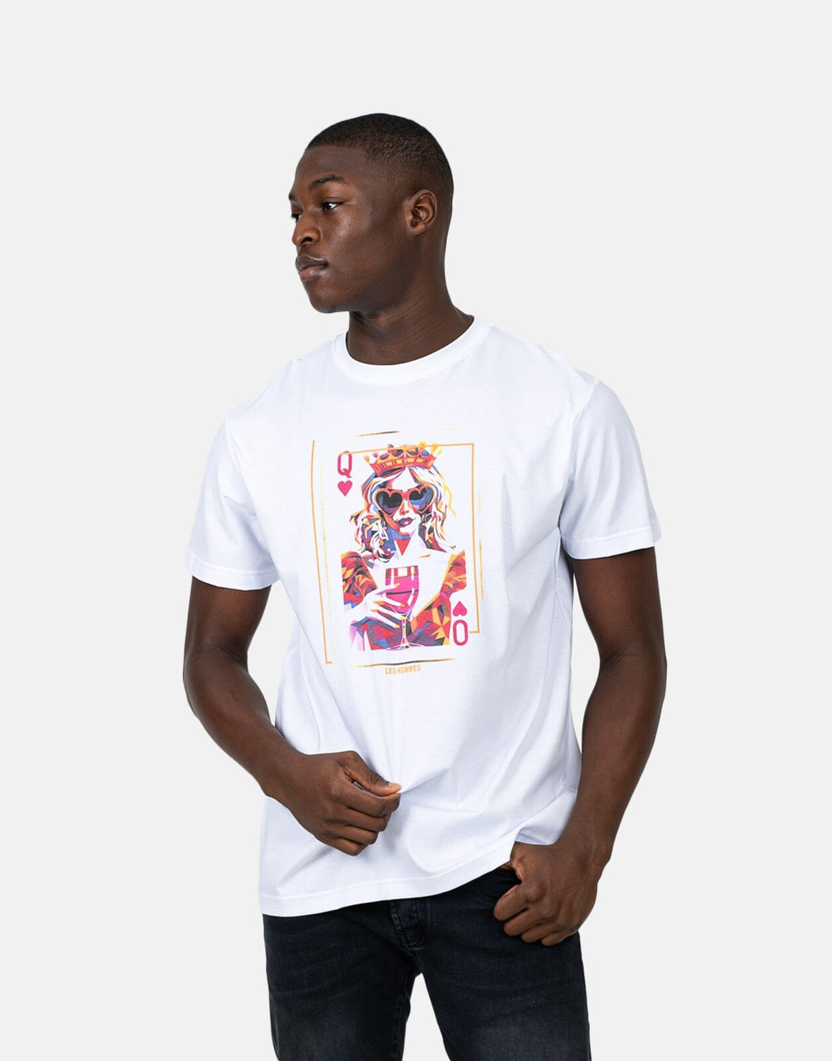 Les Hommes Queen Of Hearts White T-Shirt